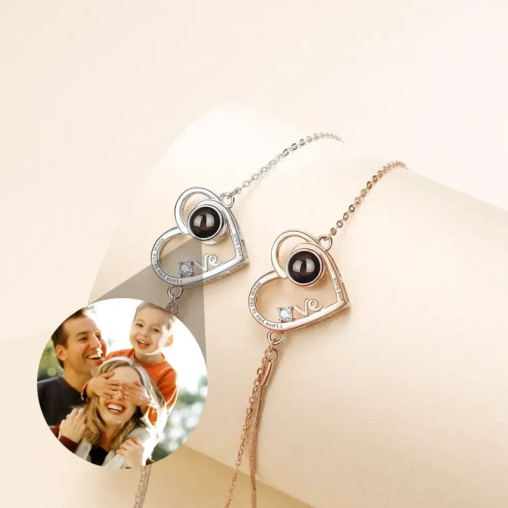 Duo de bracelet avec photo dedans pour couple et famille Promesse de