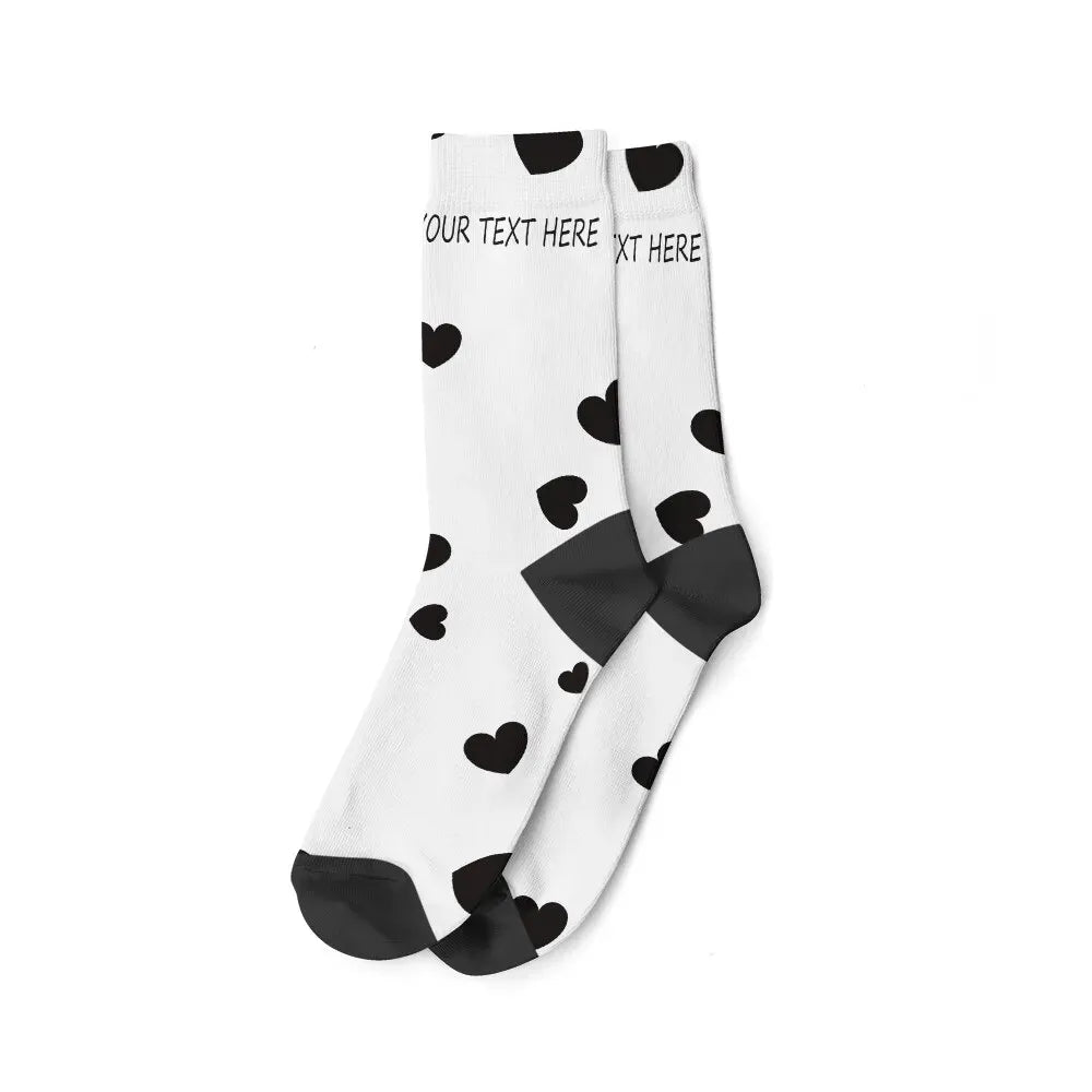 Chaussettes Personnalisées Texte et/ou prénom Blanc et Noir