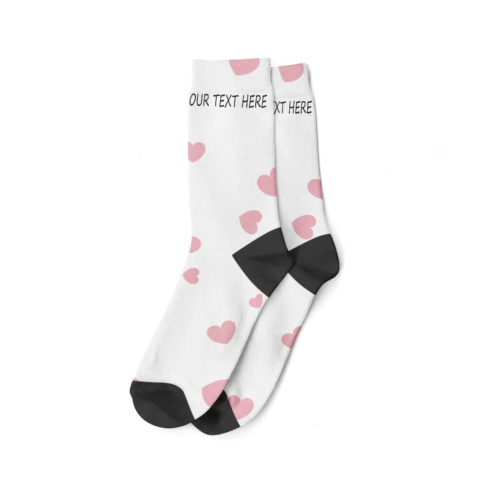 Chaussettes Personnalisées Texte et/ou prénom Blanc et Rose