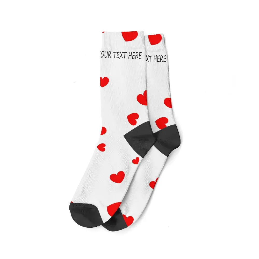 Chaussettes Personnalisées Texte et/ou prénom Blanc et Rouge