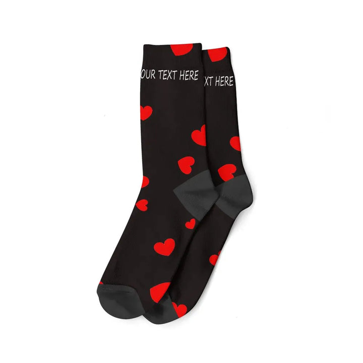 Chaussettes Personnalisées Texte et/ou prénom Noir et Rouge