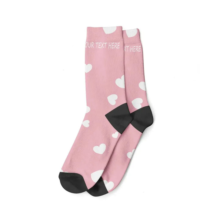 Chaussettes Personnalisées Texte et/ou prénom Rose et Blanc