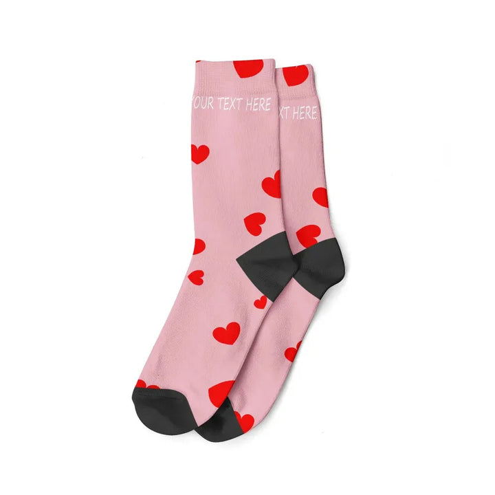 Chaussettes Personnalisées Texte et/ou prénom Rose et Rouge