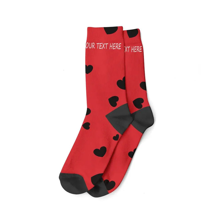 Chaussettes Personnalisées Texte et/ou prénom Rouge et Noir