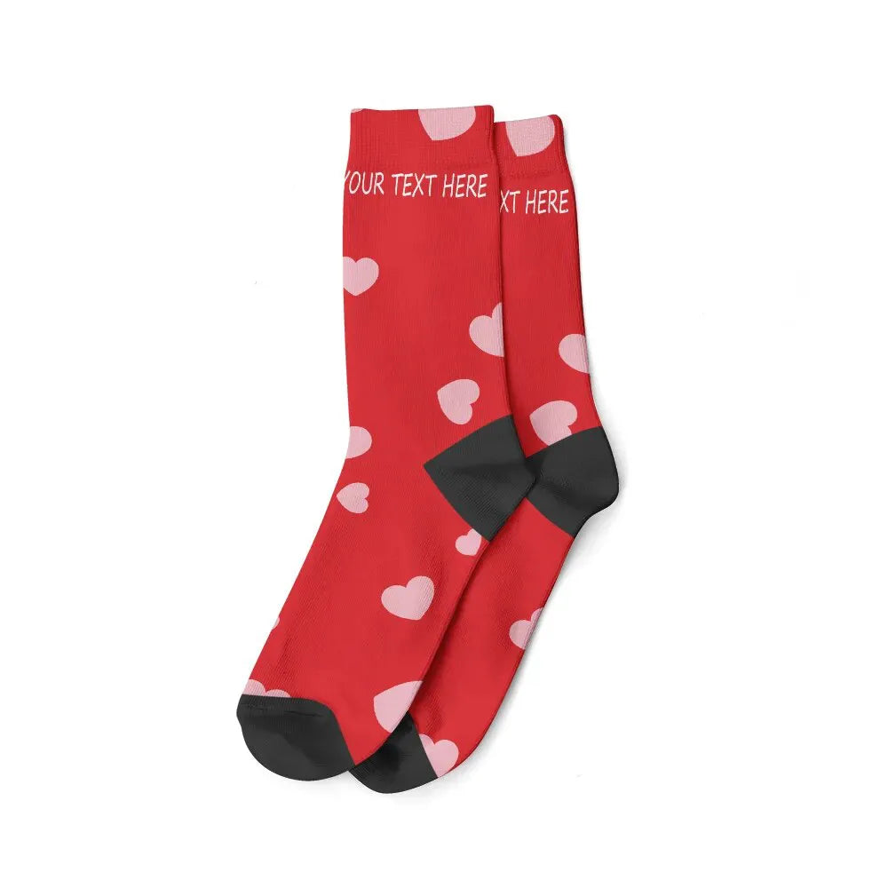 Chaussettes Personnalisées Texte et/ou prénom Rouge et Rose