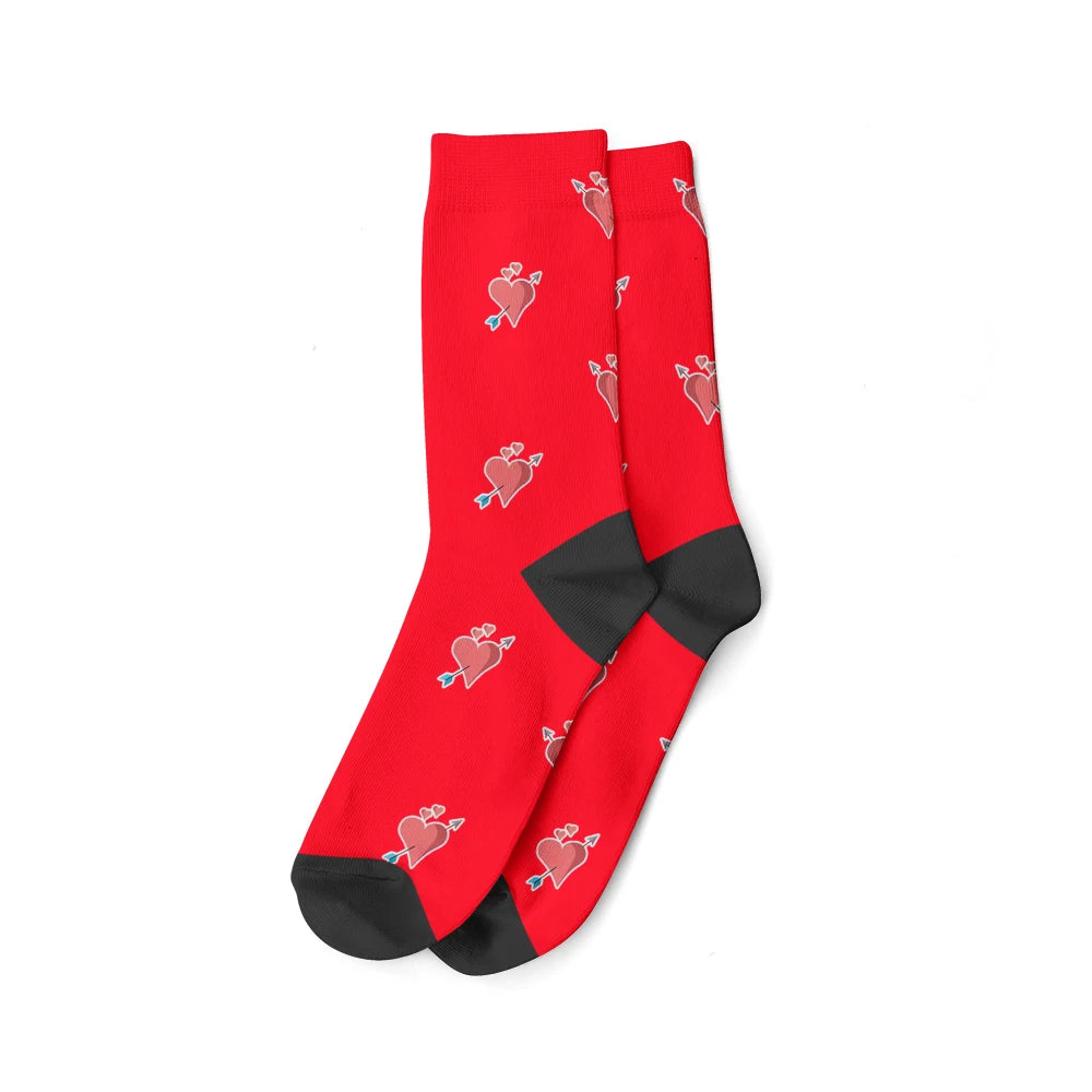 Chaussettes Imprimées avec Photos Rouge