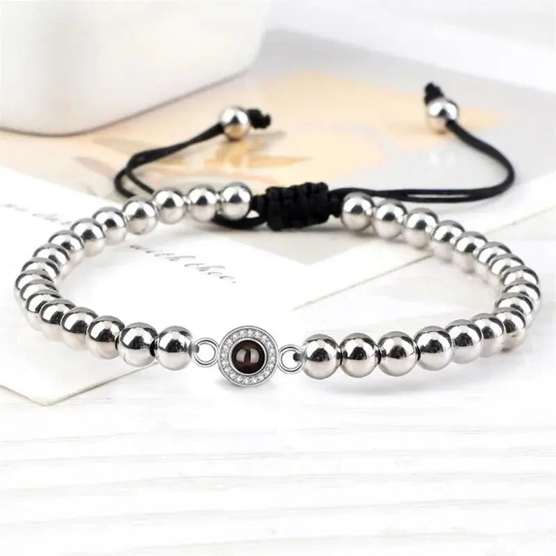 Bracelet avec Photo Personnalisée Argent