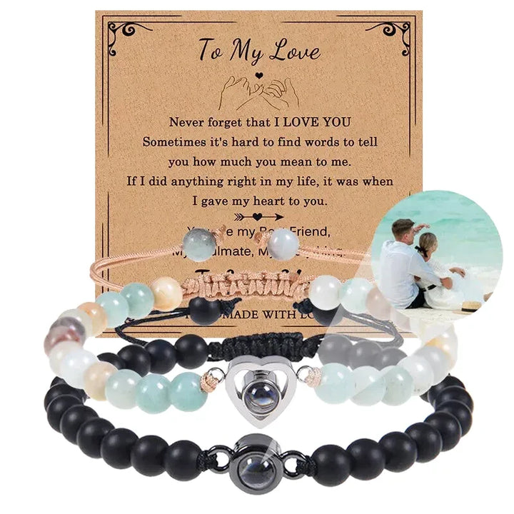 Bracelet Duo Couple Personnalisé Mer et Noir