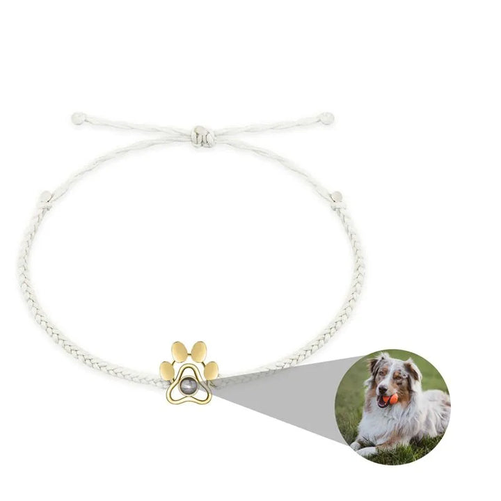 Bracelet Patte de Chien avec Photo Blanc