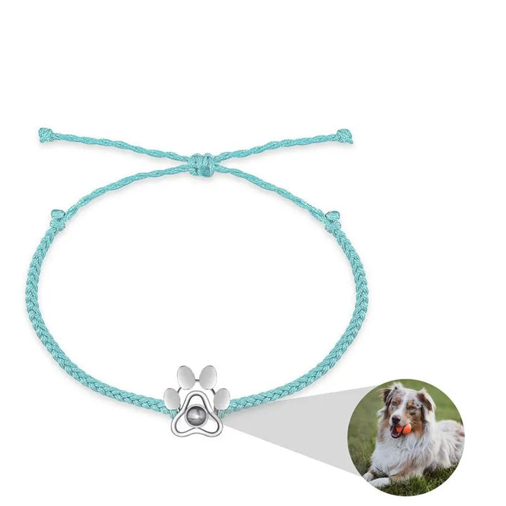 Bracelet Patte de Chien avec Photo Bleu