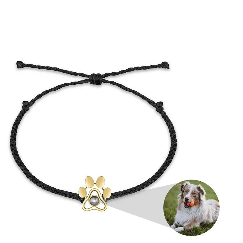 Bracelet Patte de Chien avec Photo Noir