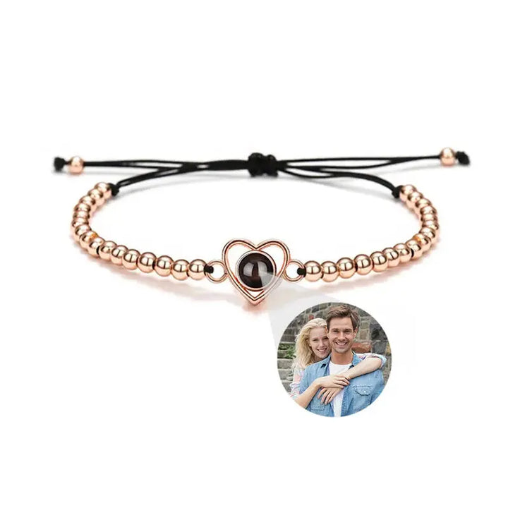 Bracelet Personnalisable Femme Photo Or Rose