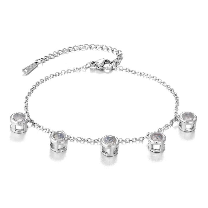 Bracelet Photo Personnalisé Rond Argent