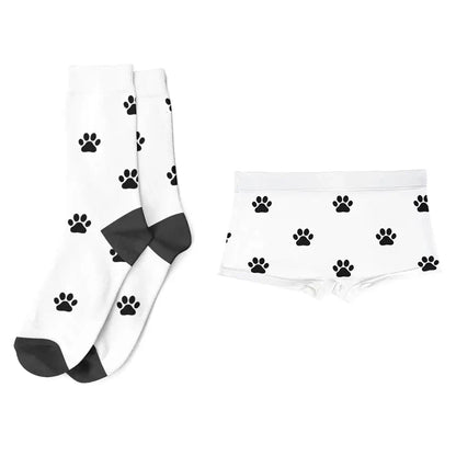 Caleçon et Chaussettes Personnalisables Chien ou Chat Blanc