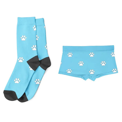 Caleçon et Chaussettes Personnalisables Chien ou Chat Bleu Ciel