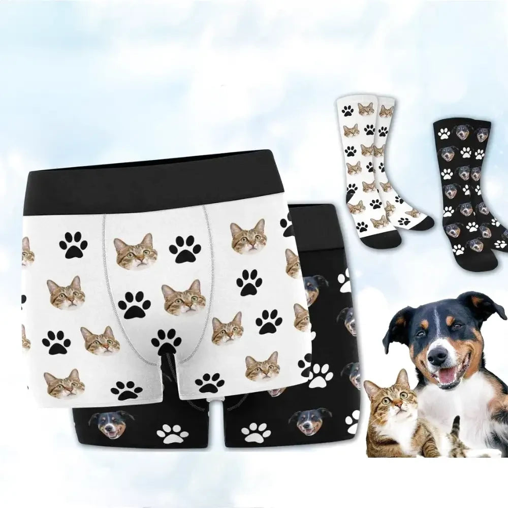 Caleçon et Chaussettes Personnalisables Chien ou Chat