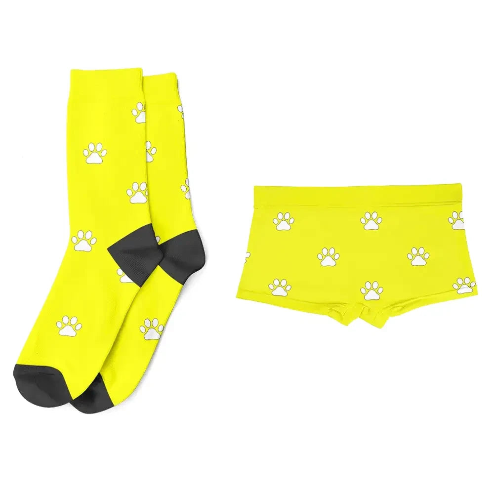 Caleçon et Chaussettes Personnalisables Chien ou Chat Jaune