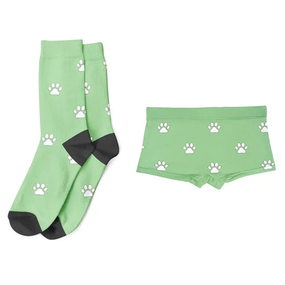 Caleçon et Chaussettes Personnalisables Chien ou Chat vert