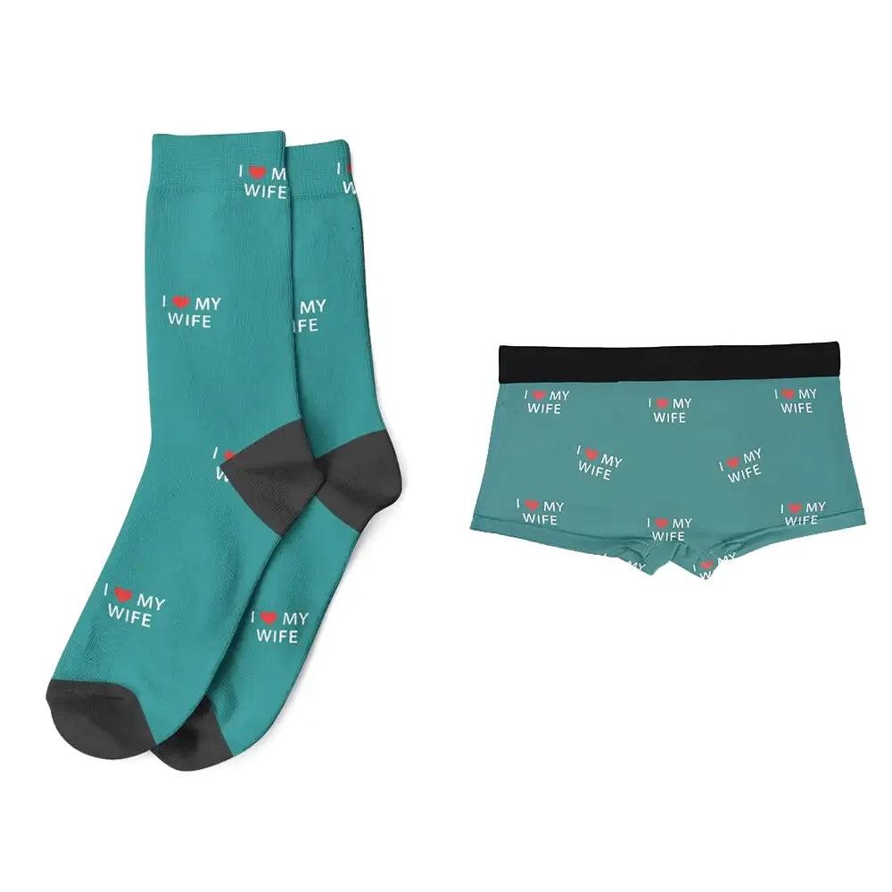 Chaussettes et Caleçon Personnalisés Vert d'Eau