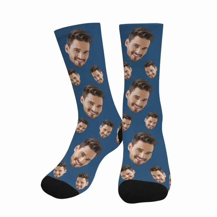 Chaussettes Têtes Personnalisées Bleu