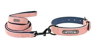 Collier et Laisse pour Chien Personnalisés Rose