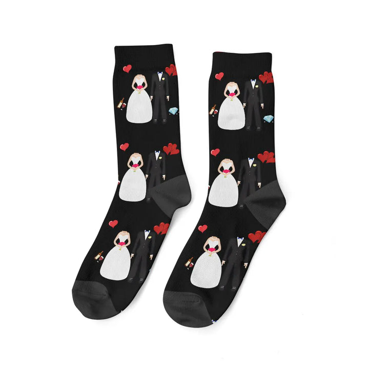 Paire de Chaussettes Couple et Mariage Noir