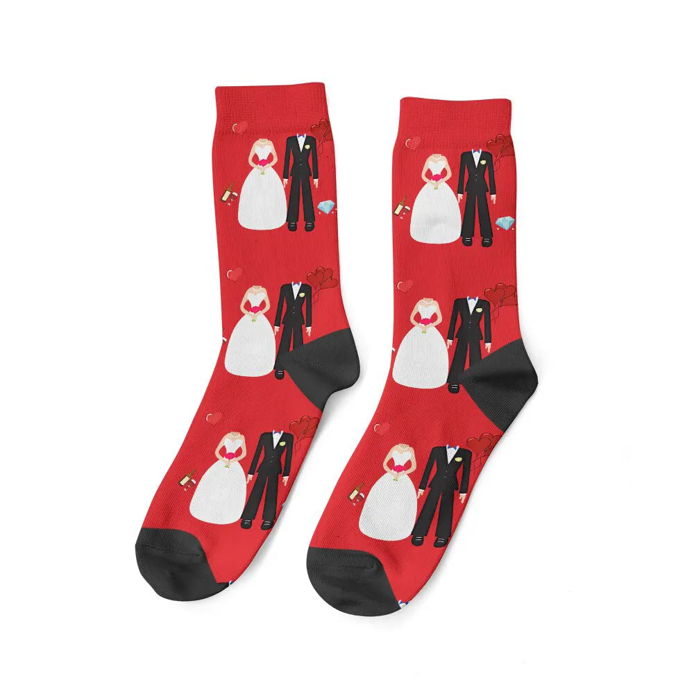 Paire de Chaussettes Couple et Mariage Rouge