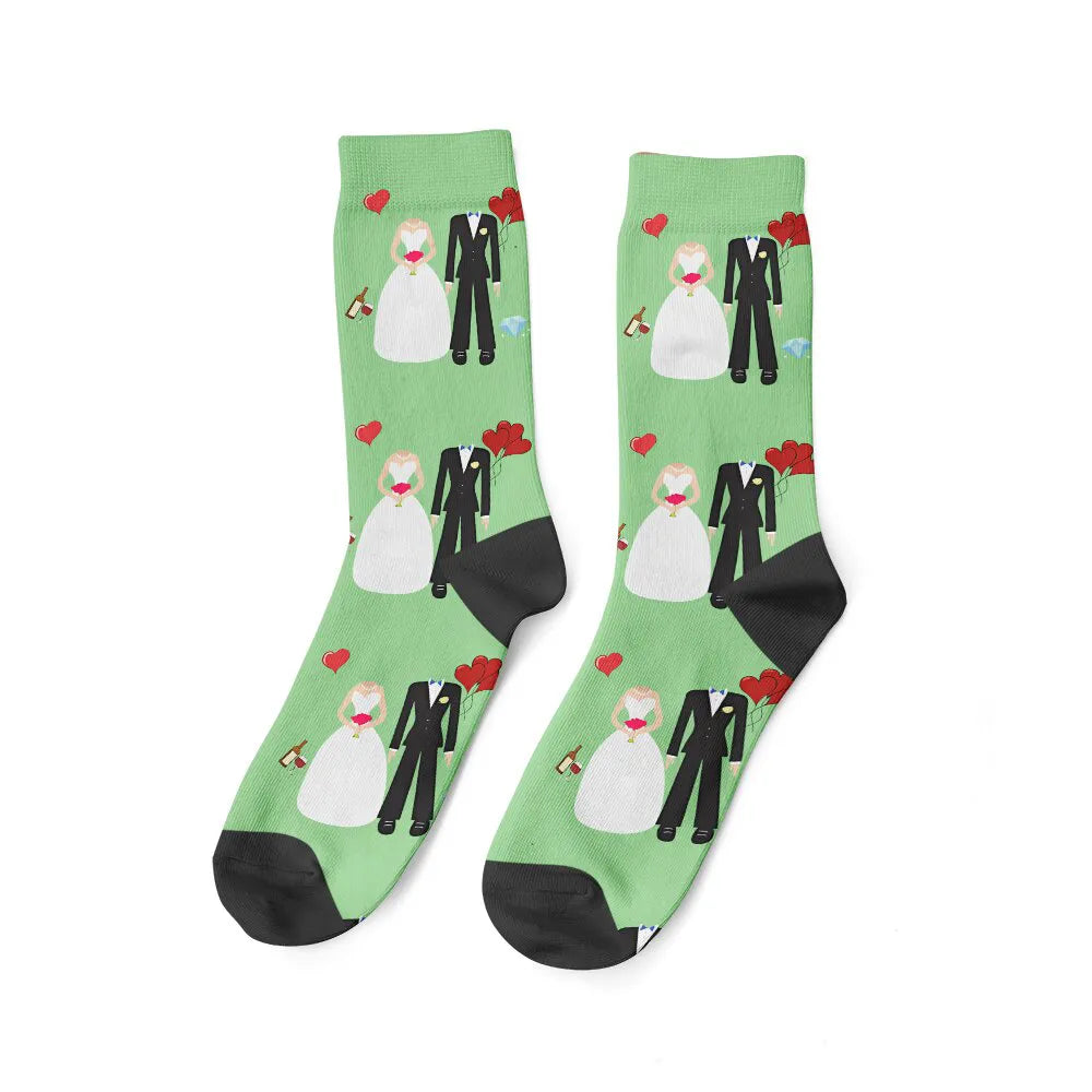 Paire de Chaussettes Couple et Mariage Vert Claire