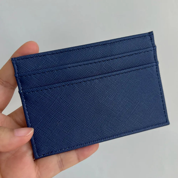 Porte Carte Personnalisé Bleu Marine Classique