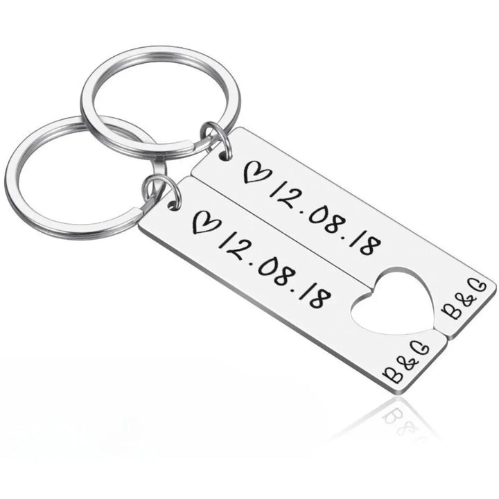 Porte Clé Date Couple Argent