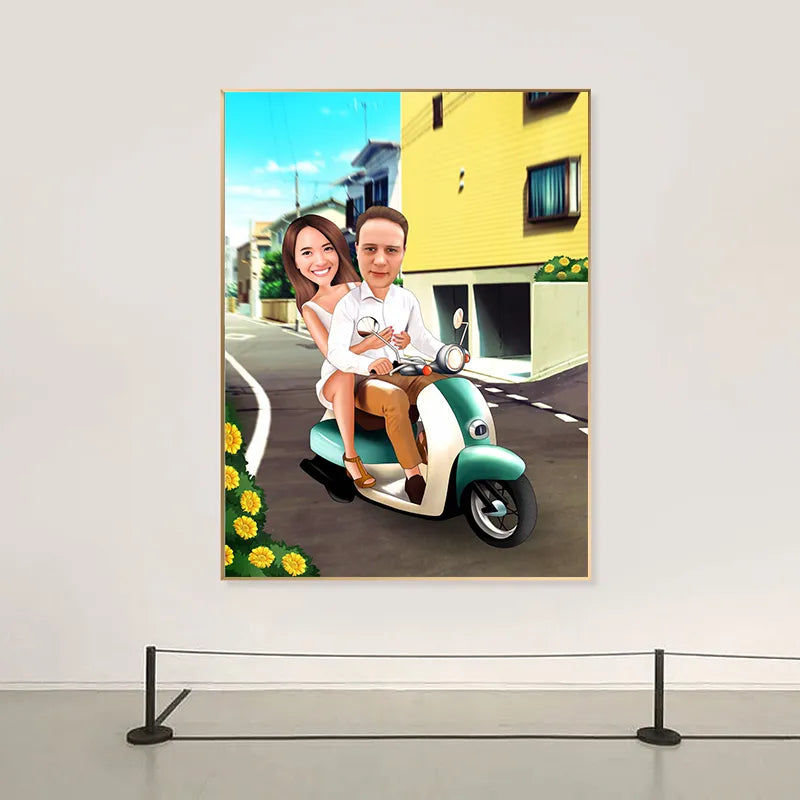 Tableau Couple Personnalisé Scooter